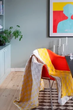 Lapuan Kankurit Shakki throw, beige - yellow - white