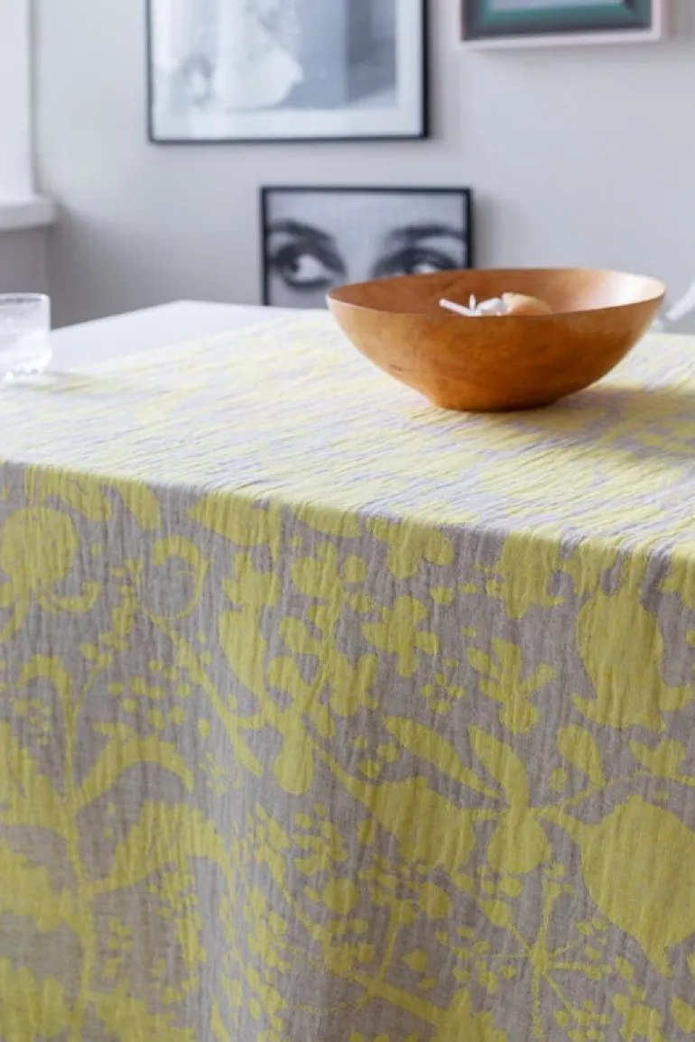 Lapuan Kankurit Villiyrtit table cloth/throw, 150 x 200 cm, yellow - linen