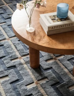 LAYERED Johanna wool rug, sky blue