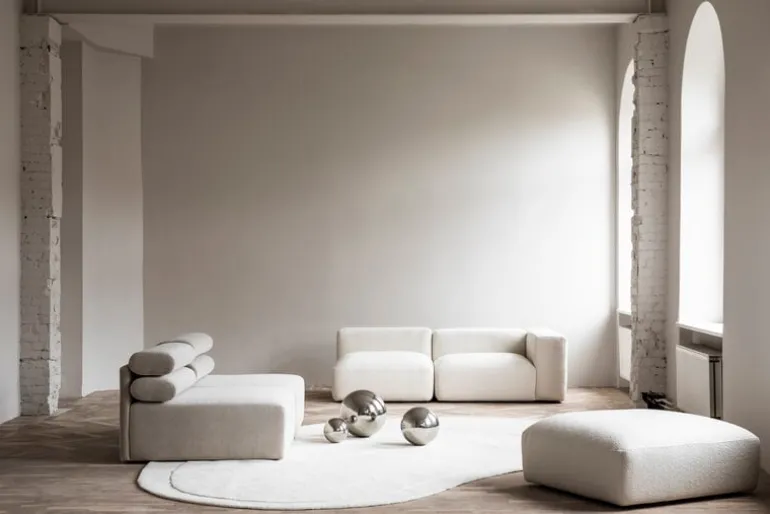 LAYERED Residue rug, 180 x 270 cm, bone white