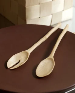 Lokal Helsinki Lehti salad servers, birch