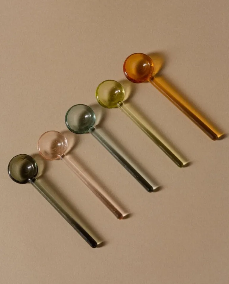 Lokal Helsinki Nekku glass spoon, pink