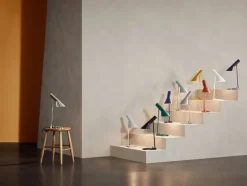 Louis Poulsen AJ table lamp, polished stainless steel