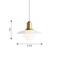 Louis Poulsen PH 2/1 pendant, metallised brass