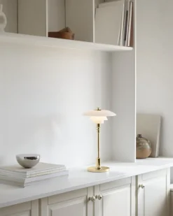 Louis Poulsen PH 2/1 portable table lamp, brass metallised