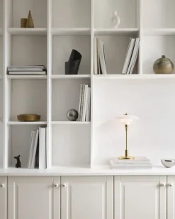 Louis Poulsen PH 2/1 portable table lamp, brass metallised