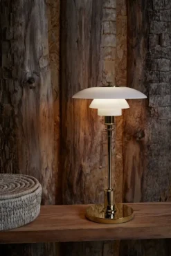 Louis Poulsen PH 2/1 portable table lamp, brass metallised