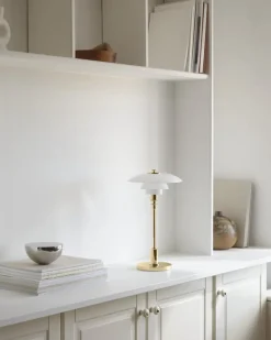 Louis Poulsen PH 2/1 portable table lamp, brass metallised