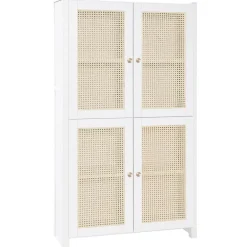 Lundia Classic cabinet w/ rattan doors, 84 x 149 cm, white lacquered