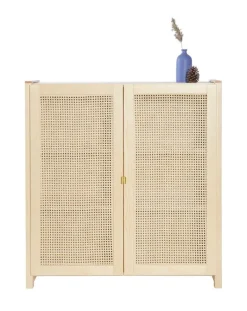 Lundia Classic cabinet w/ rattan doors, 104 x 109 cm, natural