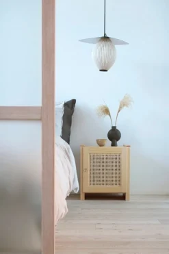 Lundia Classic nightstand with door, low, pine - rattan