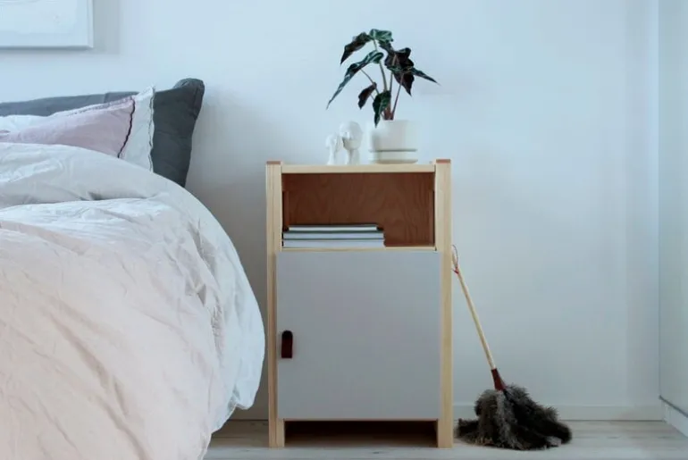 Lundia Classic nightstand with door, pine - cashmere