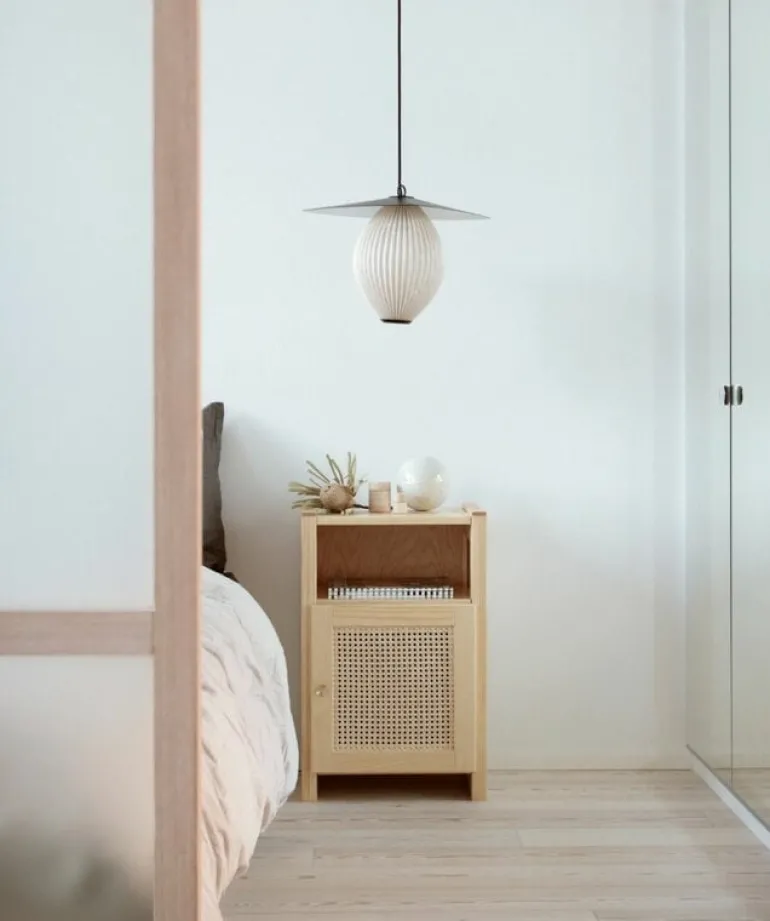 Lundia Classic nightstand with door, pine - rattan