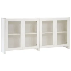Lundia Classic sideboard with reeded glass doors, white lacquered