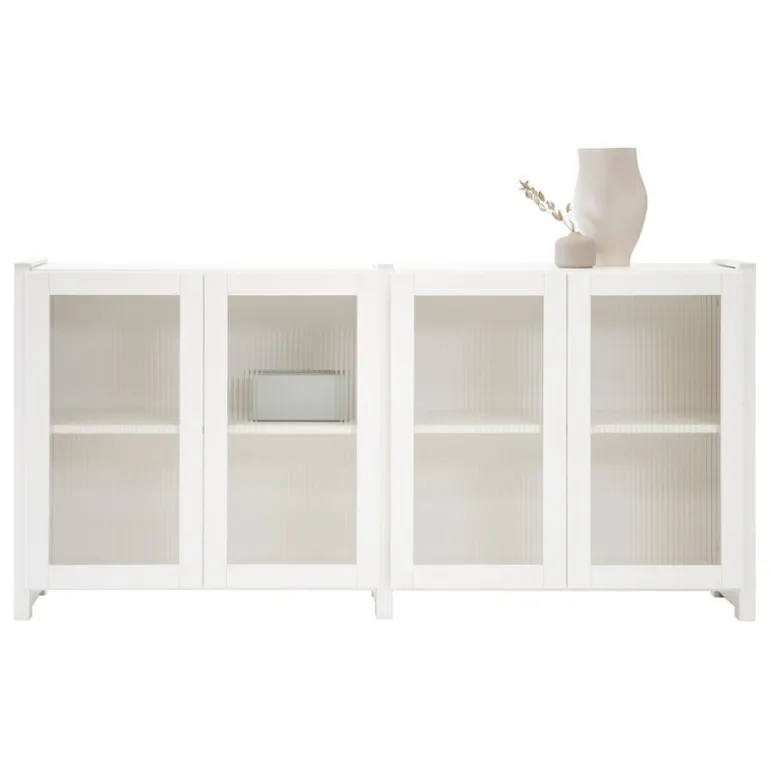 Lundia Classic sideboard with reeded glass doors, white lacquered