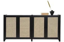 Lundia Classic sideboard w/ rattan doors, black lacquered
