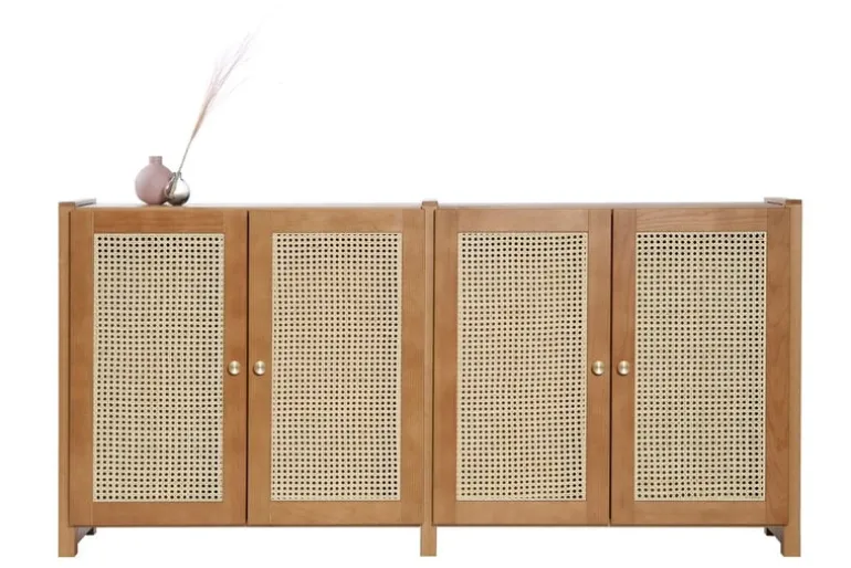 Lundia Classic sideboard w/ rattan doors, brown lacquered