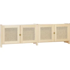 Lundia Classic TV stand w/ rattan doors, natural