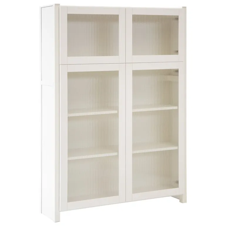 Lundia Classic vitrine, reeded glass, 104 x 149 cm, white lacquered