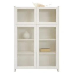 Lundia Classic vitrine, reeded glass, 104 x 149 cm, white lacquered