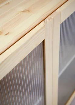 Lundia Classic vitrine, reeded glass, 104 x 149 cm, natural