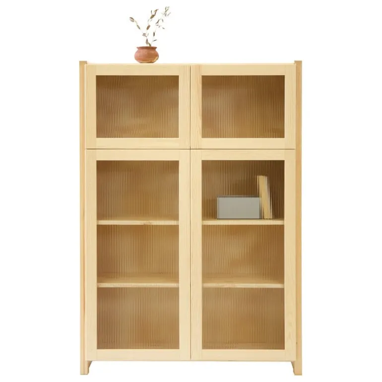 Lundia Classic vitrine, reeded glass, 104 x 149 cm, natural