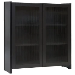 Lundia Classic vitrine, reeded glass, 104 x 109 cm, black lacquered
