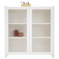 Lundia Classic vitrine, reeded glass, 104 x 109 cm, white lacquered