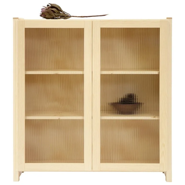 Lundia Classic vitrine, reeded glass, 104 x 109 cm, natural