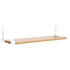 Lundia Classic wall shelf, 100 x 30 cm, white - brown lacquered pine