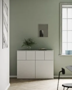 Lundia Fuuga cabinet, 128 cm, large and small doors, white