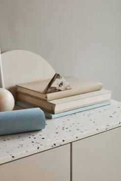 Lundia Fuuga sideboard, 128 cm, cashmere - Terrazzo - oak - brass