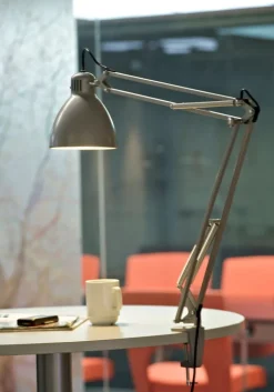 Luxo L-1 desk lamp, aluminium grey