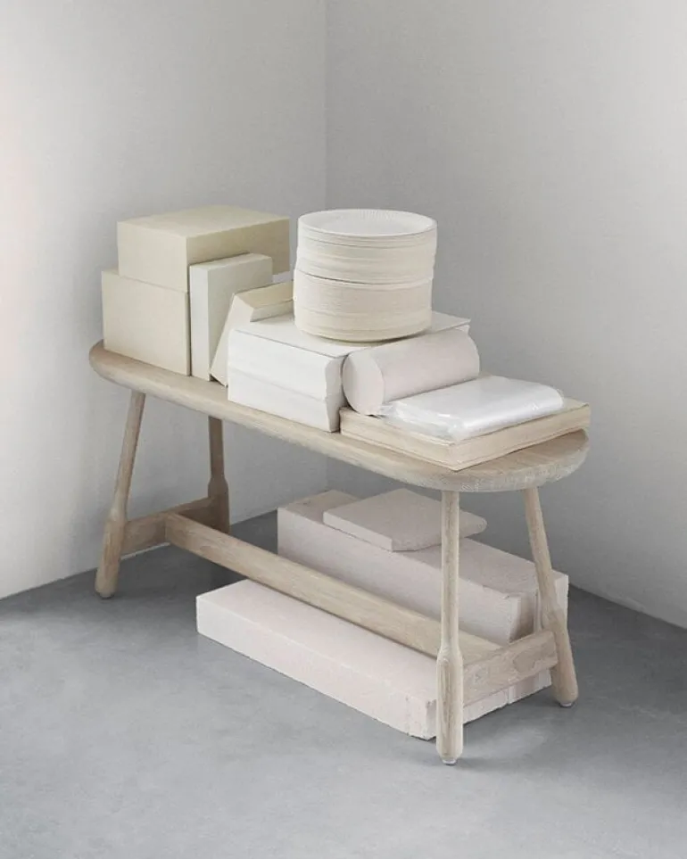 Massproductions Albert bench, white oiled oak