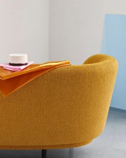 Massproductions Dandy 2-seater sofa, black stained oak - Sahco Safire 0017