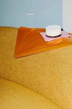 Massproductions Dandy 2-seater sofa, black stained oak - Sahco Safire 0017