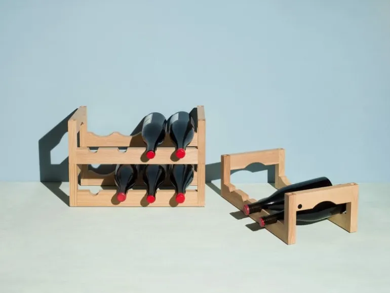 Massproductions Silo stackable wine rack, oiled ash