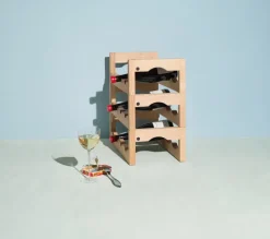 Massproductions Silo stackable wine rack, oiled ash