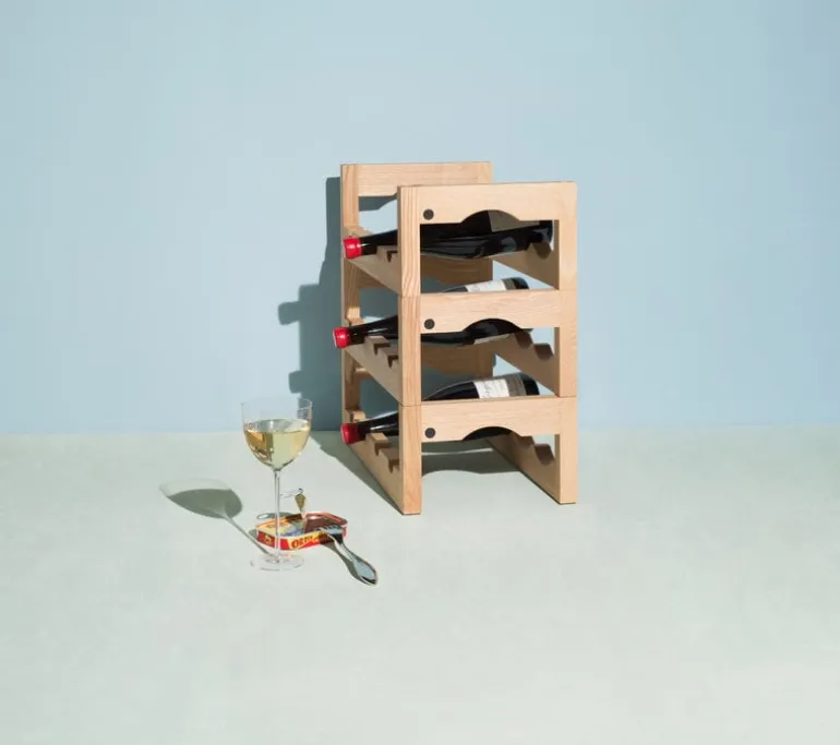 Massproductions Silo stackable wine rack, oiled ash