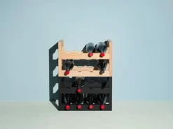 Massproductions Silo stackable wine rack, black stained ash
