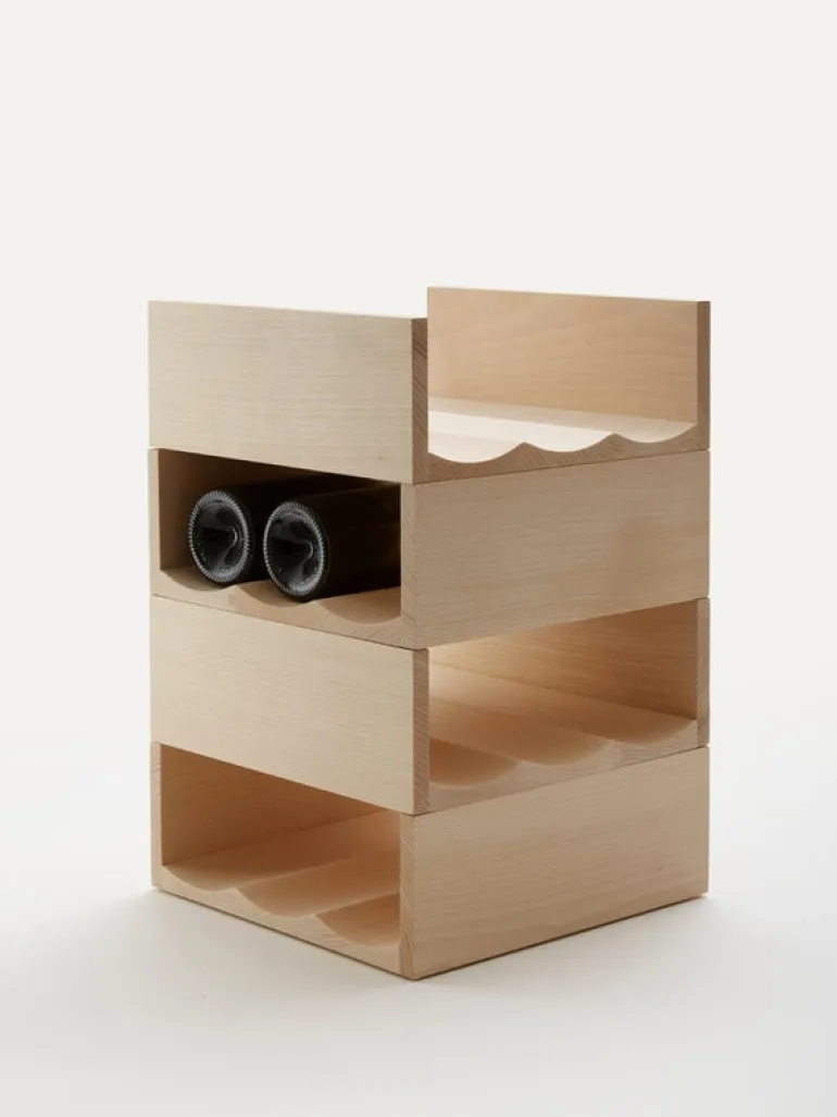 Mattiazzi Bibita bottle rack, beech