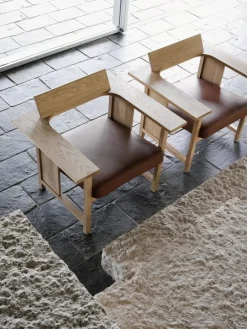 Mattiazzi MC10 Clerici lounge chair, oak - light brown leather