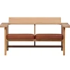 Mattiazzi MC10 Clerici 2-seater bench, oak - light brown leather