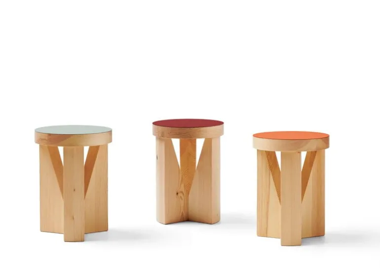 Mattiazzi MC20 Cugino Soft stool, pine - pistachio linoleum