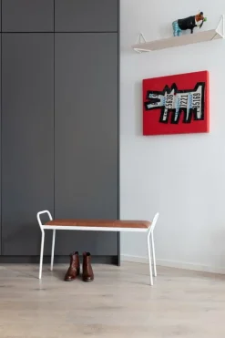 Maze Anytwo bench, white - vintage cognac