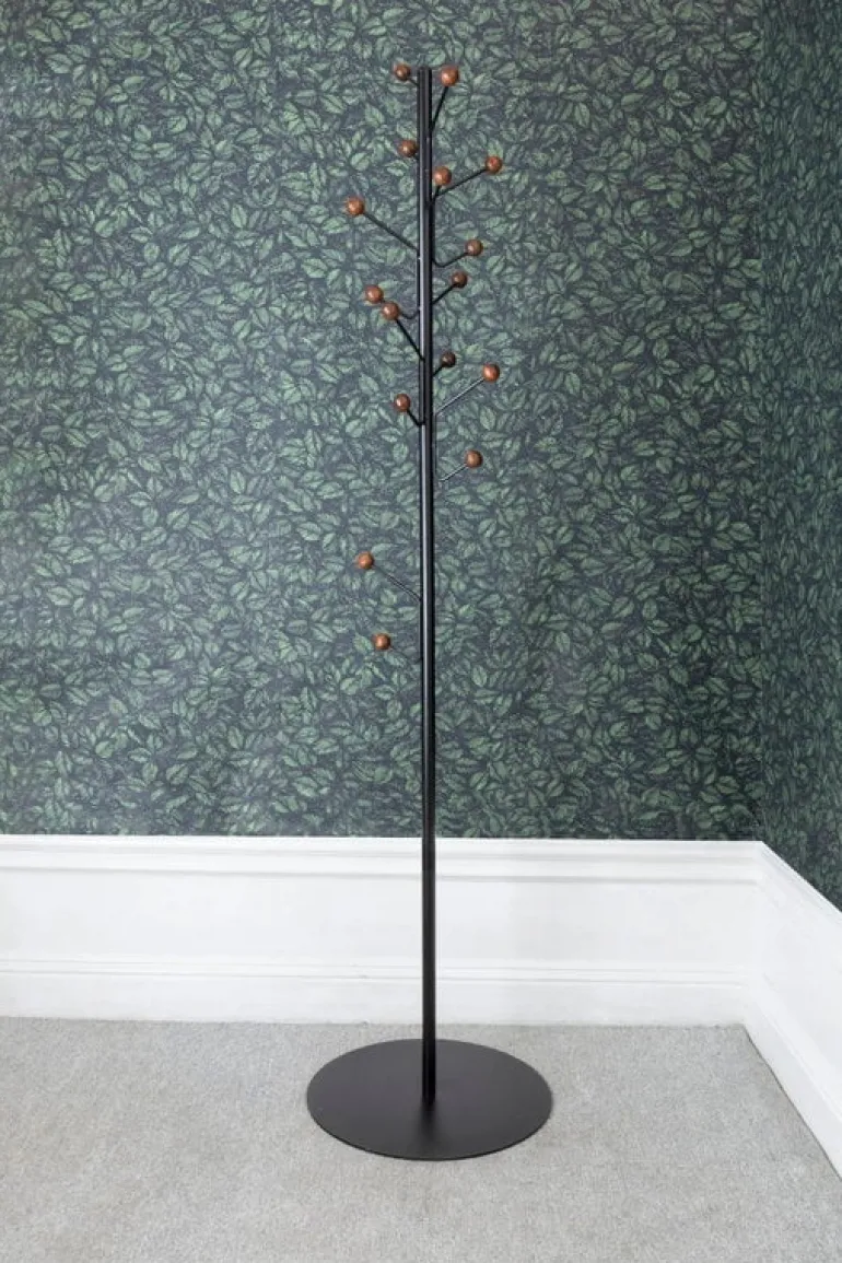 Maze Bill coat stand, black - walnut stained ash