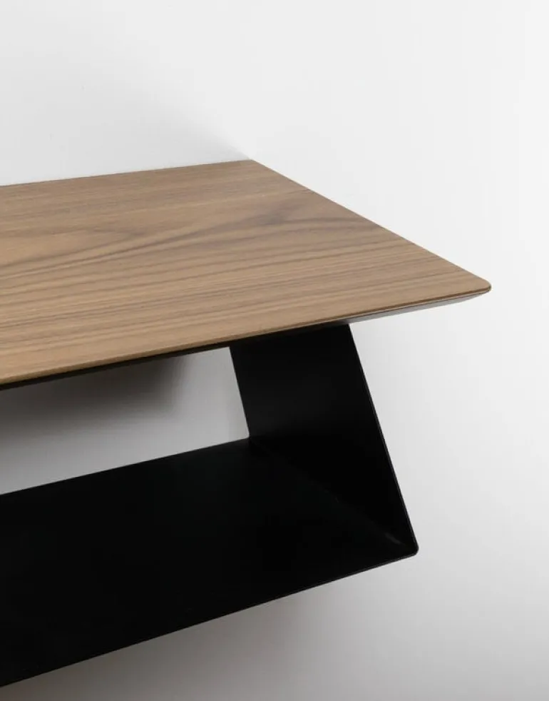 Maze Edgy Wood shelf, black - walnut