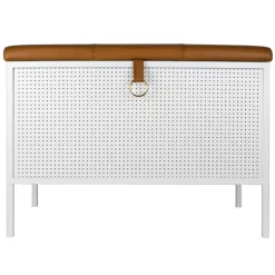 Maze Frank storage bench, white - cognac