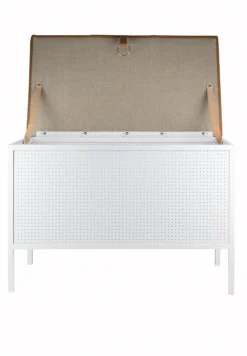 Maze Frank storage bench, white - cognac