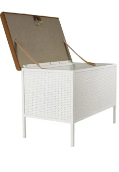 Maze Frank storage bench, white - cognac